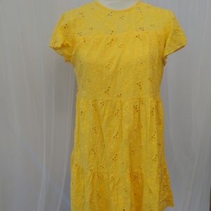 Summer dress yellow eyelet medium
